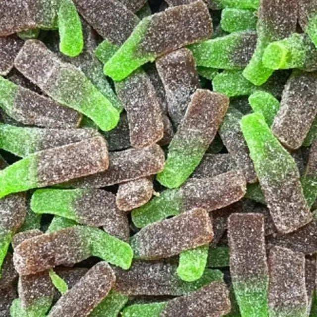 Bouteilles Cola Vertes Sucrées (100g)